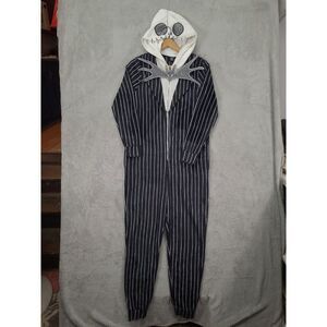 Nightmare Before Christmas • Adult Jack Skellington One-Piece PJ's w/ Hood sz sm